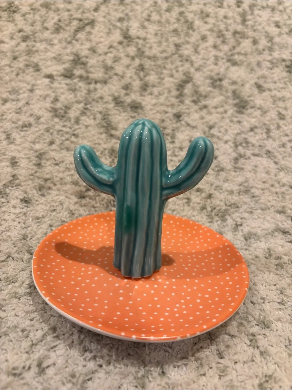 Southwest Ceramic Teal Cactus Ring Jewelry Trinket Dish NWT Sass & Belle 5x4”